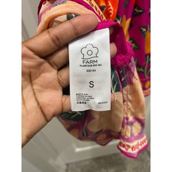 FARM RIO Pink Flowers Tapestry V-Neck Mini Dress Sz S - Picture 10 of 13